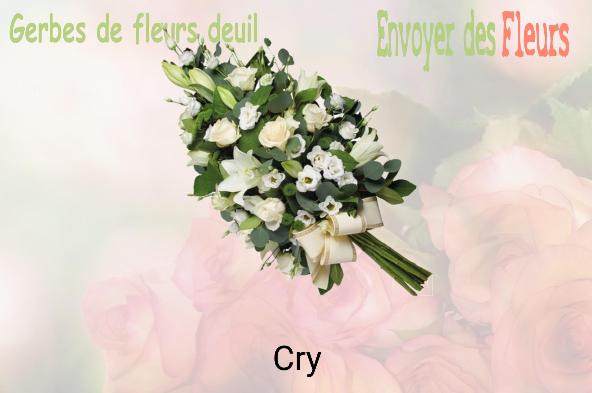Gerbe de fleurs de deuil livrée à Cry